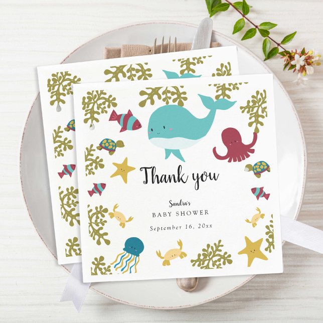 Serviette En Papier Sous le Baby shower marin Cute Kawaii Merci (Créateur téléchargé)