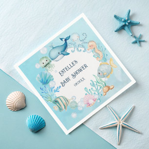 Serviette En Papier Sous le Baby shower marin pour garçon