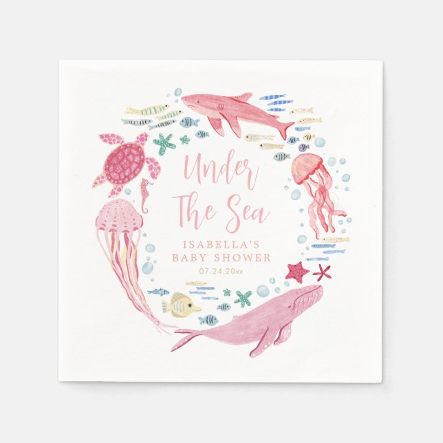Serviette En Papier Sous Le Baby shower Sea Girl (Devant)