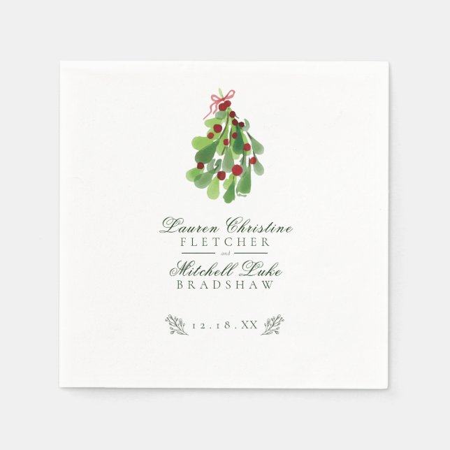 Serviette En Papier Sous le Mariage de Noël Mistletoe (Devant)
