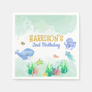 Serviette En Papier Sous le parti anniversaire de enfant marin