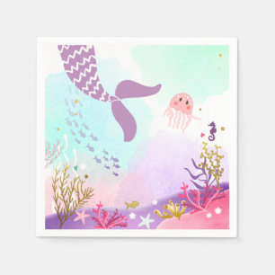Serviette En Papier Sous le rose de sirène de serviette de papier