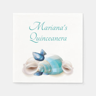 Serviette En Papier Sous le Sea Quinceanera Party Turquoise Blue Seash