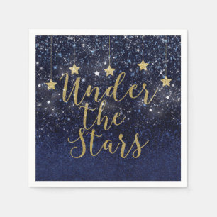 Serviette En Papier Sous les étoiles Nuit étoilée Or Bleu Soirée de ba