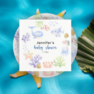Serviette En Papier Sous l'océan Baby Shower Animaux marins