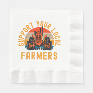Serviette En Papier Soutenez Vos Agriculteurs Locaux, Agricole Et Ranc