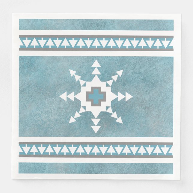 Serviette En Papier Southwest Winter Geometric Snowflakes Blue (Devant)