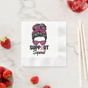 Serviette En Papier Soutien Squad Messy Bun Pink Warrior Cancer du sei