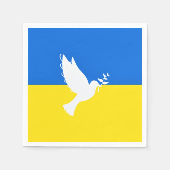 Serviette En Papier Soutien Ukraine Napkins Peace Dove drapeau ukraini (Devant)