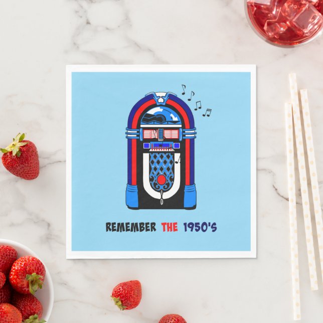 Serviette En Papier Souvenez-vous des années 50, juke-box, (En situation)