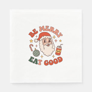 Serviette En Papier Soyez Joyeux Mangez Bon Noël Père Noël Soda Canne