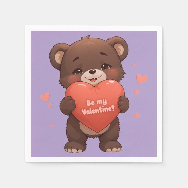 Serviette En Papier Soyez mon Valentin ? (Devant)