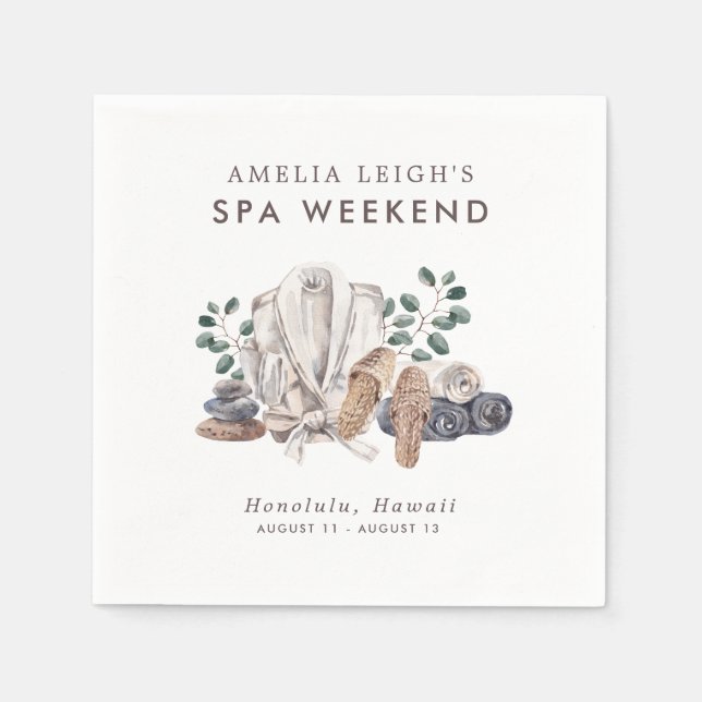 Serviette En Papier Spa Bachelorette Weekend Invitation (Devant)