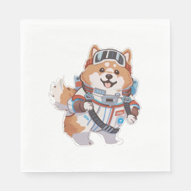 Serviette En Papier Space Dog en costume d'astro (Devant)