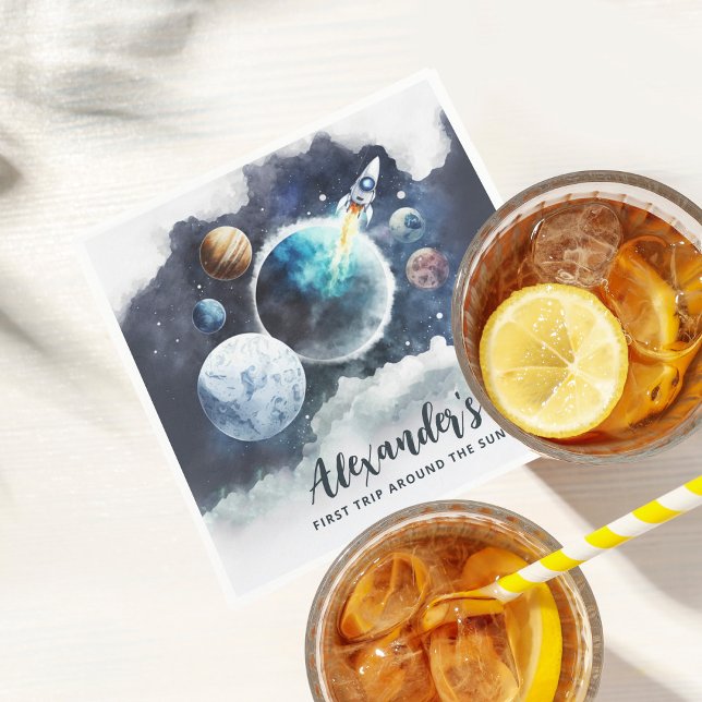 Serviette En Papier Space Planètes & Rockship Boy 1er anniversaire (Créateur téléchargé)