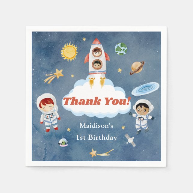 Serviette En Papier Space Rocket Planètes Papier Plaques (Devant)