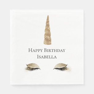 Serviette En Papier Sparkle Gold Glam Unicorn