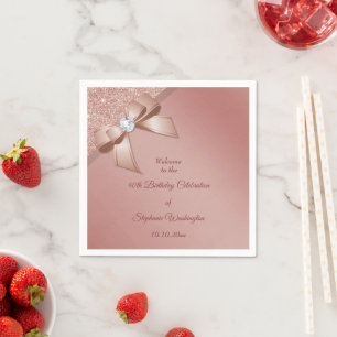 Serviette En Papier Sparkles & Rose Gold Glamour Birthday