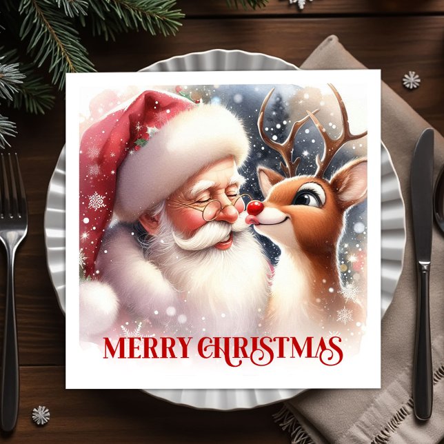 Serviette En Papier Sparkling Santa Rudolph Xmas Table Napkins (Sparkling Santa Rudolph Xmas Table Napkins)