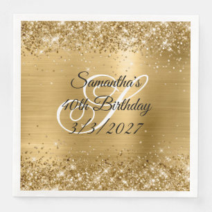Serviette En Papier Sparkly Gold Parties scintillant et Foil 40e anniv