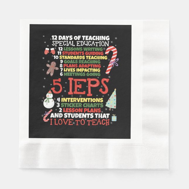 Serviette En Papier SPED School Teacher Funny Enseignant de l'enseigne (Devant)