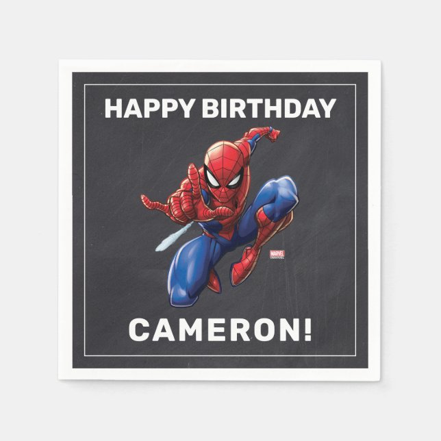 Serviette En Papier Spider-Man Chalkboard Anniversaire (Devant)