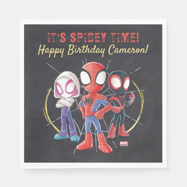 Serviette En Papier Spidey et ses amis Extraordinaires Chalkboard Anni (Devant)