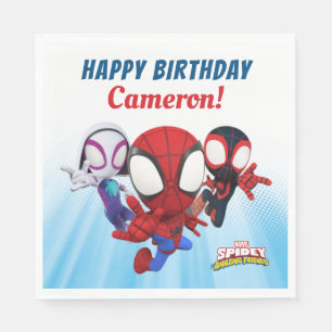 Serviette En Papier Spidey   Joyeux anniversaire personnalisé