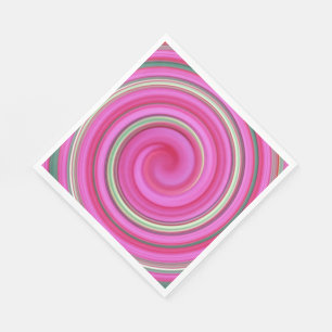 Serviette En Papier spirale rose et verte