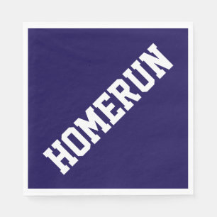 Serviette En Papier Sportif Fun Baseball Blanc HOMERUN Sur Fond Bleu M