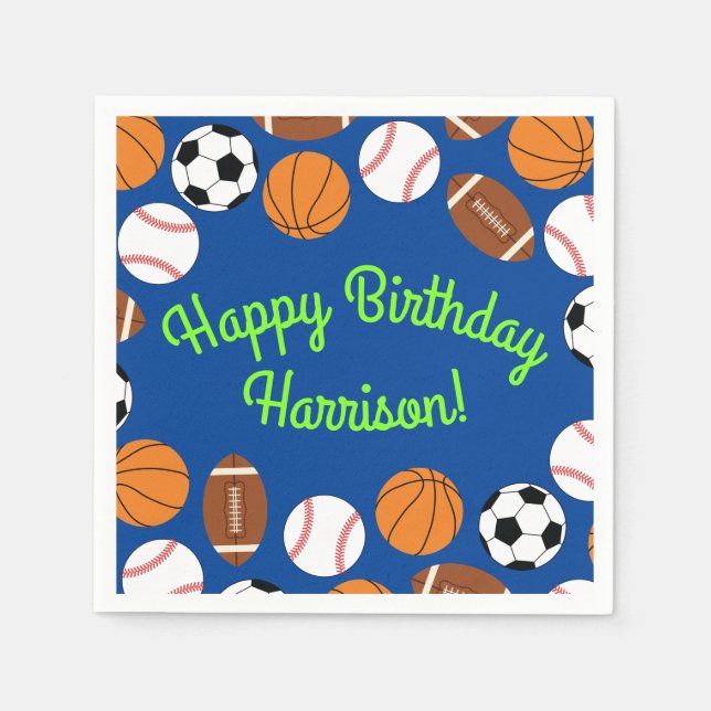 Serviette En Papier Sports Anniversaire Fête Enfants mignonne (Devant)