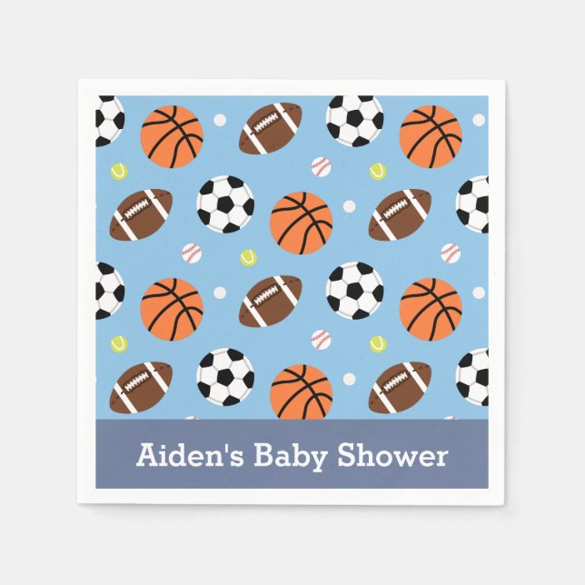Serviette En Papier Sports Thème Baby shower Fête Fournitures (Devant)