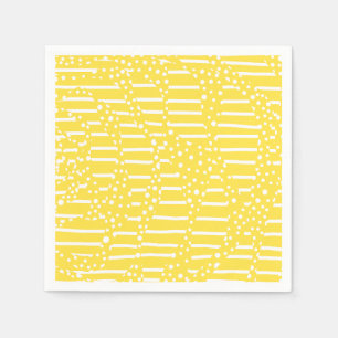 Serviette En Papier Spots et bandes 2 - Citron jaune et blanc