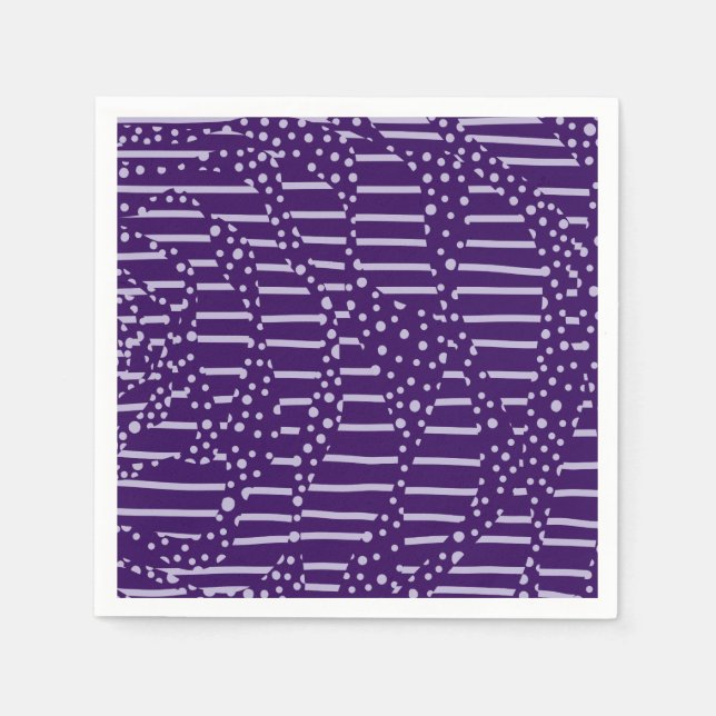 Serviette En Papier Spots et rayures 2 - Violet (Devant)