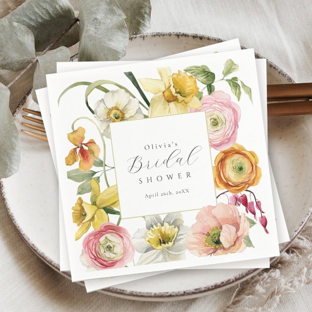 Serviette En Papier Spring Garden Bright Floral Bridal Shower  (Créateur téléchargé)