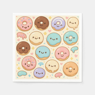Serviette En Papier Square Napkin Design for Donuts — Cute Cartoon