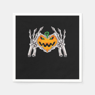 Serviette En Papier Squelette Coeur main Signale Costume os