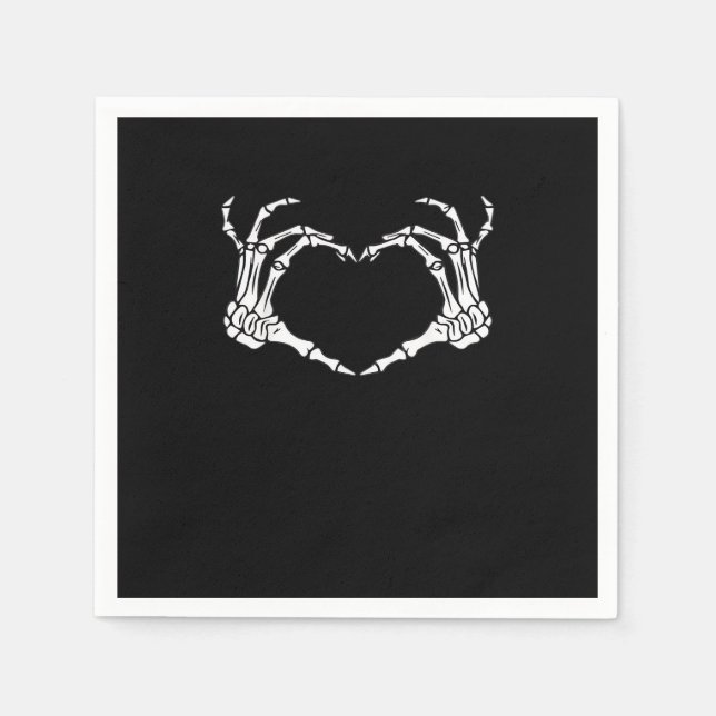 Serviette En Papier Squelette Coeur main Signer Costume Drôle Hallowee (Devant)