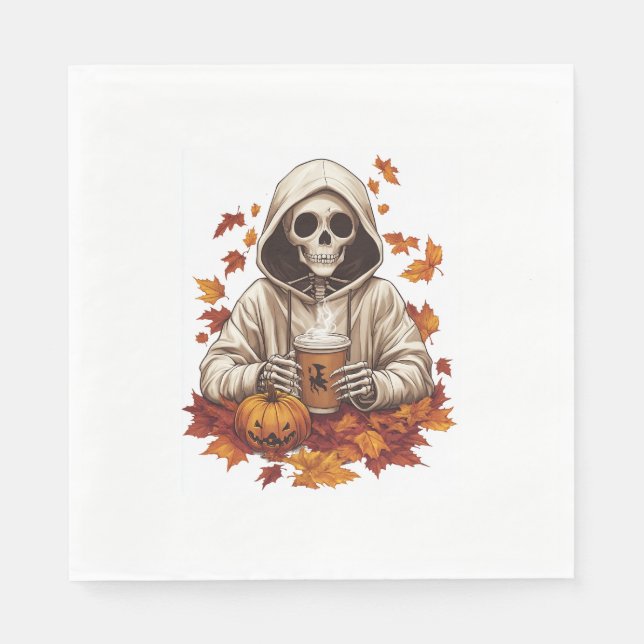 Serviette En Papier Squelette d'épice Citrouille d'Halloween (Devant)