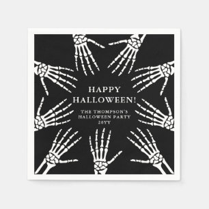 Serviette En Papier Squelette déplaisant Os À Main Sur Halloween Noir