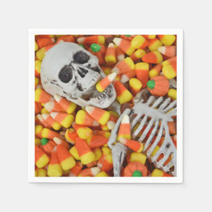 Serviette En Papier Squelette d'Halloween dans le maïs bonbon