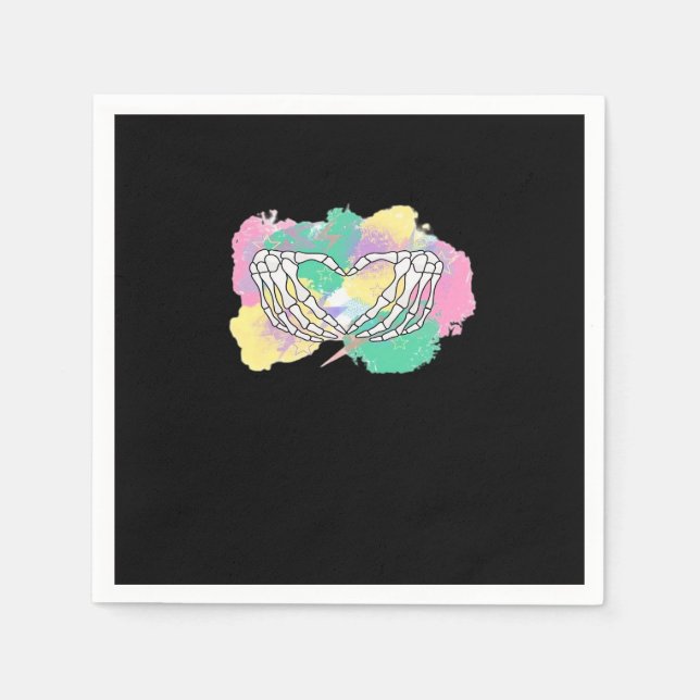 Serviette En Papier Squelette Mains Coeur Avec Backgr Abstrait Couleur (Devant)