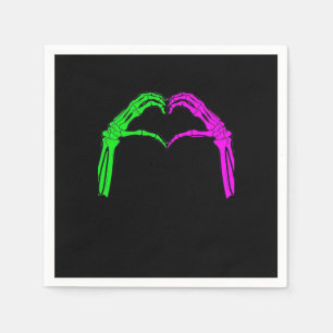 Serviette En Papier Squelette Mains Coeur Signer Retro Costume Hallowe
