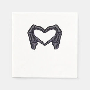Serviette En Papier Squelette Mains Formant Un Coeur