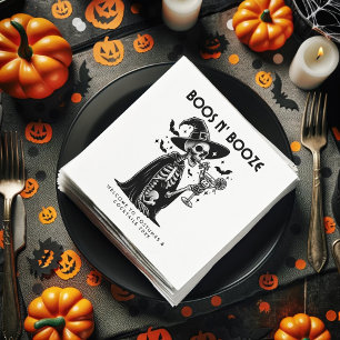 Serviette En Papier Squelette noir et blanc Halloween Party