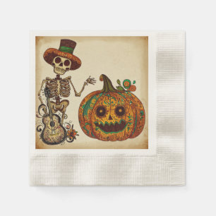 Serviette En Papier Squelette vintage/Jour Citrouille des morts