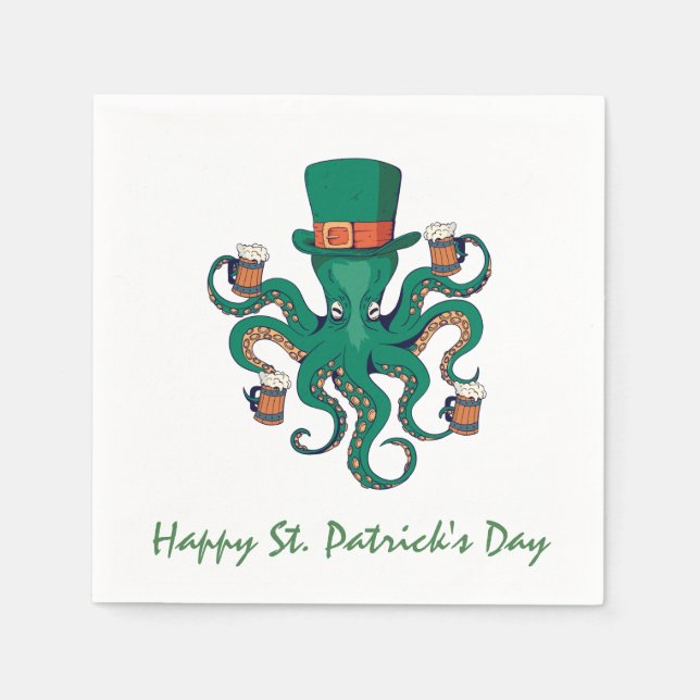 Serviette En Papier St patrick Octopus (Devant)