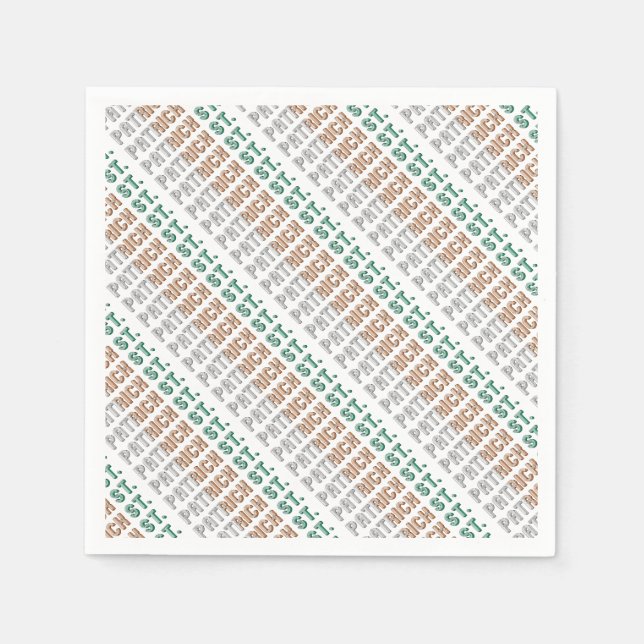 Serviette En Papier St Patrick Paddy Party Irlande Typographie (Devant)