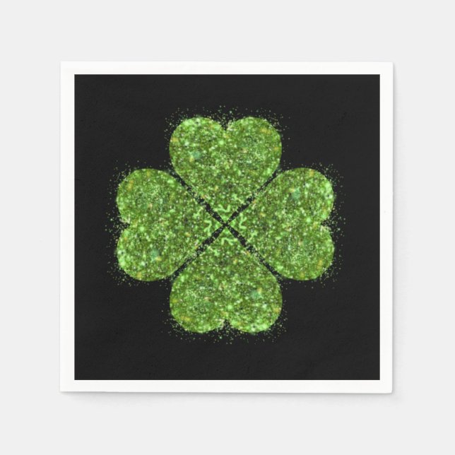 Serviette En Papier St Patrick’s day, trèfle vert irlandais (Devant)