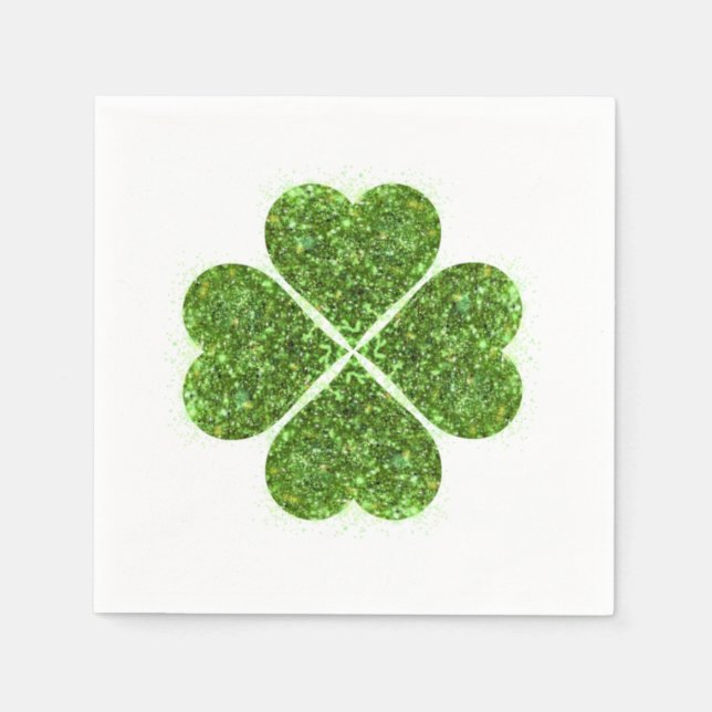 Serviette En Papier St Patrick’s day, trèfle vert irlandais (Devant)